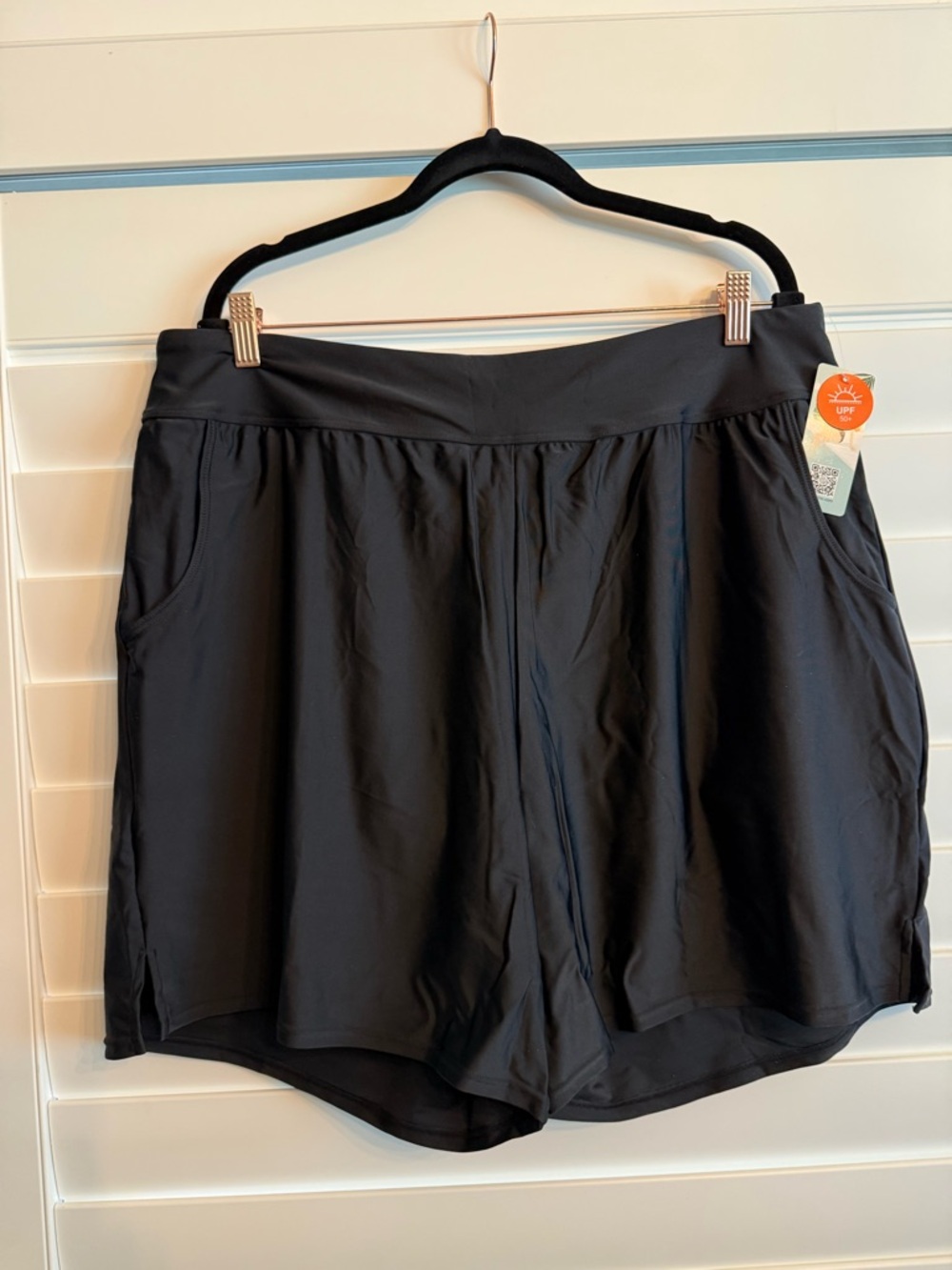 Women's Black Athletic Swim Shorts with UPF Protection